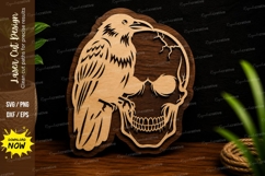 Raven Skull Gothic Halloween Decor Laser Cut SVG File raven Product Image 1