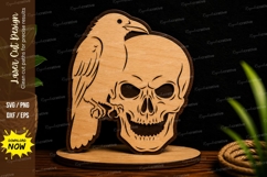 Crow Perched On Skull Gothic Laser Cut SVG File crow skull Product Image 1