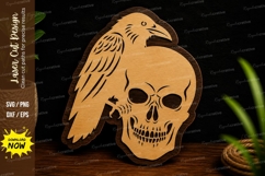 Crow On Skull Dark Gothic Decor Laser Cut SVG File crow on Product Image 1