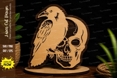 Raven Perched On Skull Stand Laser Cut SVG File raven Product Image 1