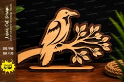 Bird On Leafy Branch Nature Stand Decor Laser Cut SVG File Product Image 1