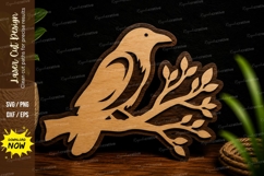 Perched Bird Branch Ornament Laser Cut SVG File perched bird Product Image 1
