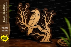 Crow Perched On Tree Branch Laser Cut SVG File crow tree Product Image 1