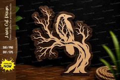 Raven On Ancient Tree Decor Laser Cut SVG File raven ancient Product Image 1