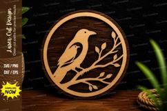 Bird In Circle Frame Branch Decor Laser Cut SVG File bird Product Image 1