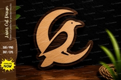Bird On Crescent Moon Decor Laser Cut SVG File bird moon svg Product Image 1