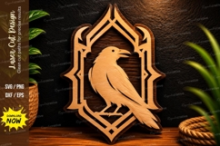 Elegant Bird Gothic Window Frame Laser Cut SVG File elegant Product Image 1