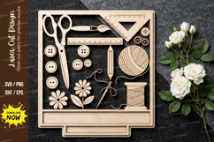 Sewing Craft Frame SVG Laser Cut Design | Tailor Tools Decor Product Image 1