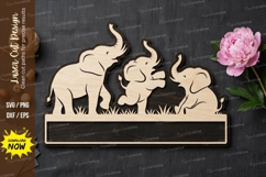 Elephant Family Name Sign SVG Laser Cut Design | Cute Animal Product Image 1
