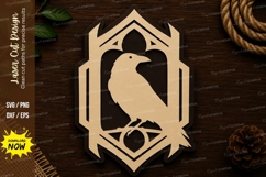 Gothic Raven Shield Frame Decor Laser Cut SVG File gothic Product Image 1