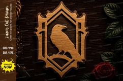 Elegant Raven Crest Frame Laser Cut SVG File elegant raven Product Image 1