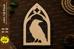 Raven Gothic Arch Window Decor Laser Cut SVG File raven arch Product Image 1