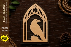 Gothic Raven Arch Window Laser Cut SVG File gothic raven svg Product Image 1
