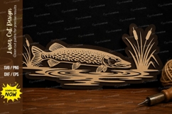 Trout Fish Lake Scene Laser Cut SVG File trout fish svg Product Image 1