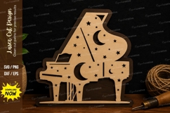 Moonlit Grand Piano Music Decor Laser Cut SVG File Product Image 1