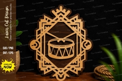 Geometric Drum Frame Laser Cut SVG File geometric drum svg Product Image 1