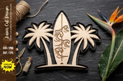 Surfboard Beach Scene SVG Laser Cut Design | Tropical Palm Product Image 1