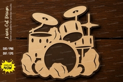 Rock Drum Set Music Laser Cut SVG File drum set svg, drum Product Image 1