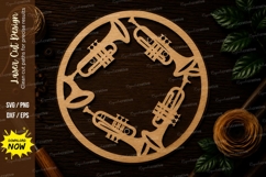 Trumpet Circle Music Frame Laser Cut SVG File trumpet svg Product Image 1