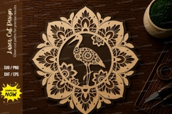 Floral Bird Mandala Decor Laser Cut SVG File floral bird svg Product Image 1