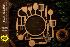 Kitchen Utensil Round Frame Laser Cut SVG File kitchen Product Image 1