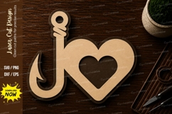 Fishing Hook Heart Love Laser Cut SVG File fishing hook Product Image 1