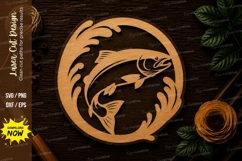 Jumping Fish Wildlife Laser Cut SVG File fish svg, jumping Product Image 1