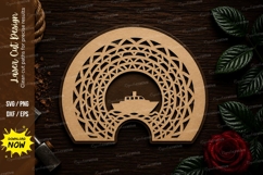 Cruise Ship Mandala Arch Laser Cut SVG File cruise ship svg, Product Image 1