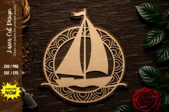 Sailboat Nautical Mandala Laser Cut SVG File sailboat svg Product Image 1