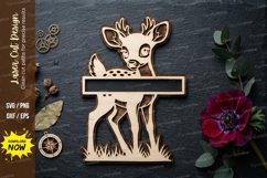 Cute Deer Name Sign SVG Laser Cut Design | Baby Deer Nursery Product Image 1