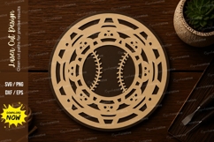 Baseball Decorative Mandala Laser Cut SVG File baseball deco Product Image 1