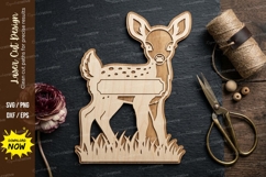 Baby Deer Name Sign SVG Laser Cut Design | Cute Animal Nurse Product Image 1