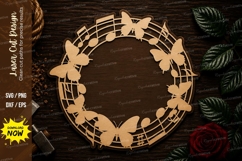 Butterfly Music Wreath Laser Cut SVG File butterfly music sv Product Image 1