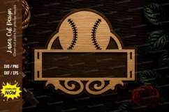 Baseball Name Sign Frame Laser Cut SVG File baseball name Product Image 1