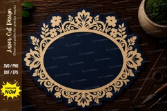 Elegant Floral Oval Frame Laser Cut SVG File floral oval Product Image 1