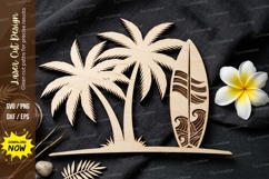 Palm Tree Beach Scene SVG Laser Cut Design | Tropical Surf Product Image 1