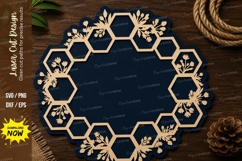 Honeycomb Floral Round Frame Laser Cut SVG File honeycomb Product Image 1