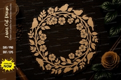 Floral Wreath Round Frame Laser Cut SVG File floral wreath Product Image 1