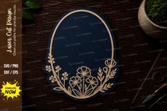 Oval Wildflower Frame Laser Cut SVG File wildflower frame sv Product Image 1