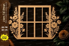 Floral Window Garden Scene Laser Cut SVG File floral window Product Image 1