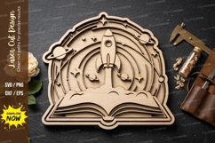 Rocket Space Book SVG Laser Cut Design | Kids Learning Decor Product Image 1