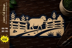 Farm Sheep Fence Scene Laser Cut SVG File sheep farm svg Product Image 1