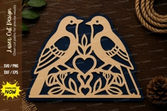 Lovebirds Heart Floral Design Laser Cut SVG File lovebirds Product Image 1