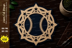 Baseball Star Mandala Frame Laser Cut SVG File baseball mand Product Image 1