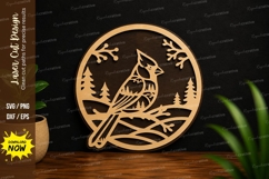 Cardinal Bird Nature Scene Laser Cut SVG File cardinal bird Product Image 1