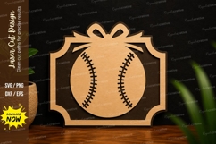 Baseball Gift Tag Frame Laser Cut SVG File baseball frame sv Product Image 1