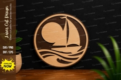 Sailboat Sunset Ocean Laser Cut SVG File sailboat sunset svg Product Image 1