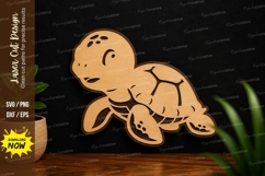 Cute Baby Turtle Laser Cut SVG File turtle svg, baby turtle Product Image 1