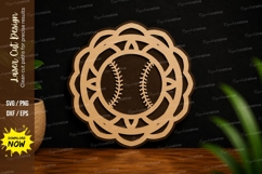 Baseball Mandala Circle Frame Laser Cut SVG File baseball Product Image 1