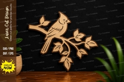 Songbird on Branch Nature Laser Cut SVG File bird on branch Product Image 1